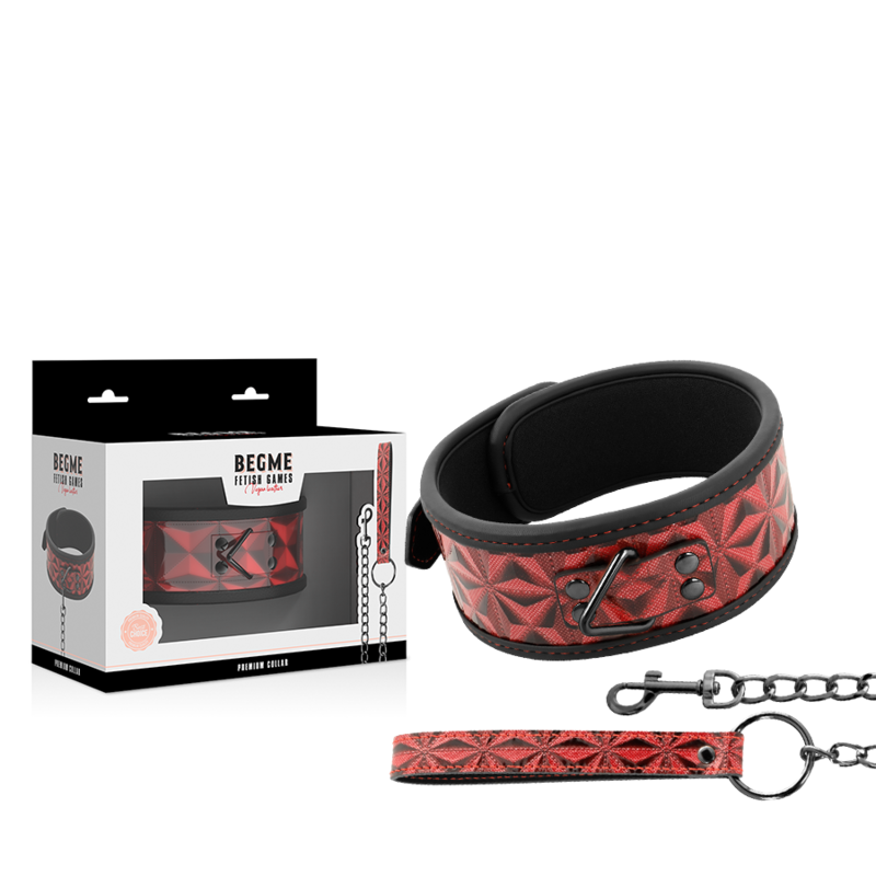BEGME - RED EDITION COLAR EM COURO VEGANO COM FORRO EM NEOPRENO