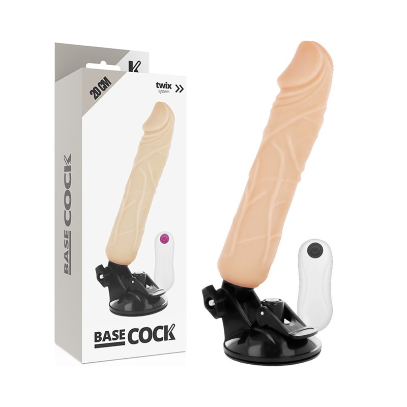 BASECOCK - VIBRADOR REALISTA COM CONTROLO REMOTO NATURAL 20 CM -Ø- 4 CM