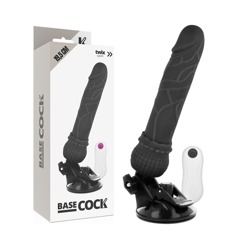 BASECOCK - REALISTIC VIBRATOR WITH NATURAL REMOTE CONTROL 19.5 CM -Ø- 4 CM