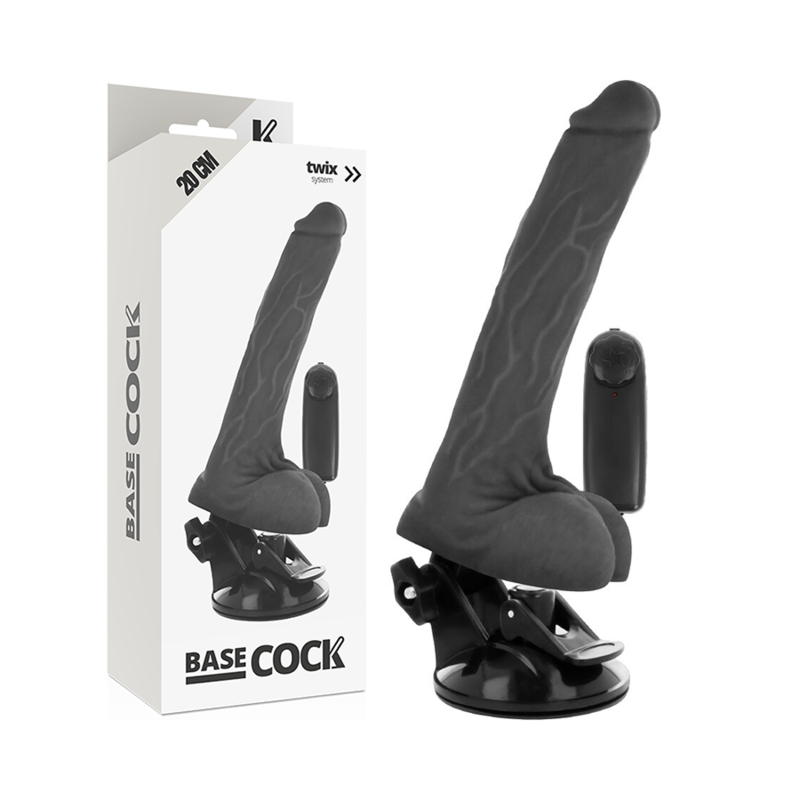 BASECOCK - VIBRADOR REALISTA COM CONTROLO REMOTO NATURAL COM TESTÍCULOS 20 CM -O- 4 CM