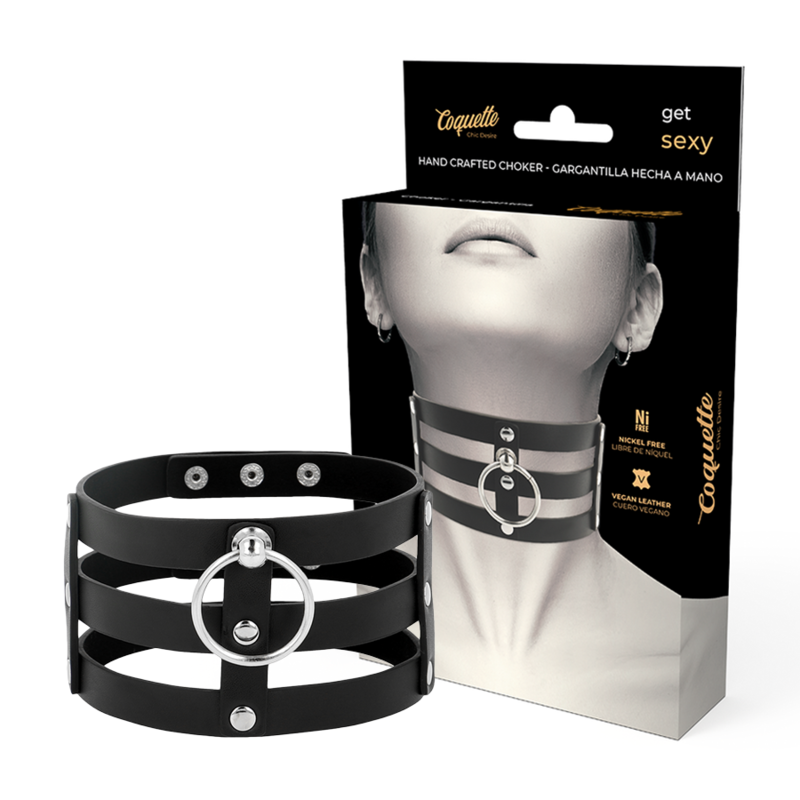 COQUETTE CHIC DESIRE - CHOKER EM COURO VEGANO ESTILO FETISH