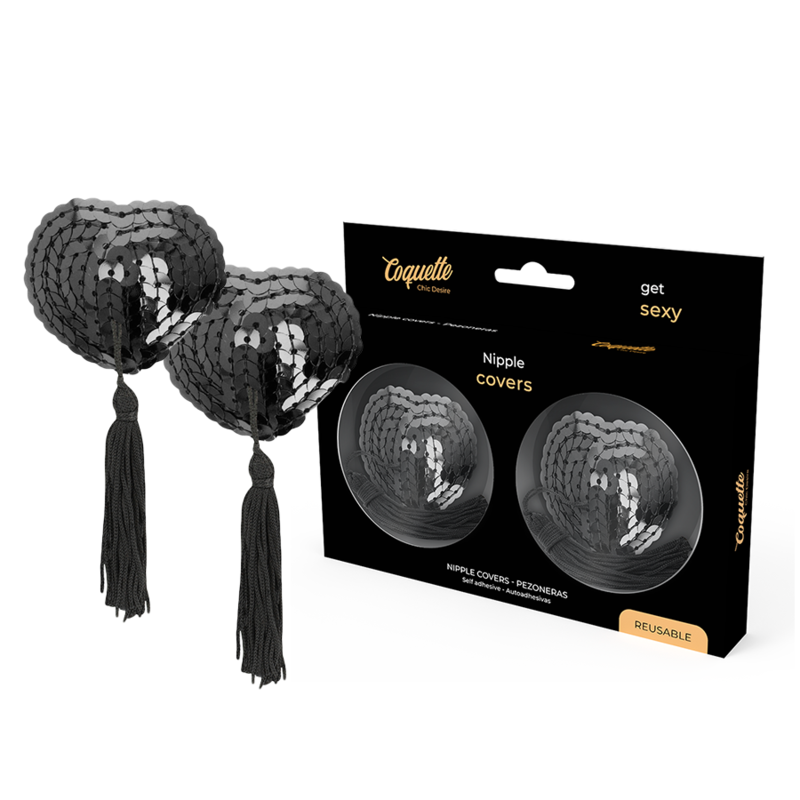 COQUETTE CHIC DESIRE - COBRE MAMILOS PRETO COM LANTEJOULAS