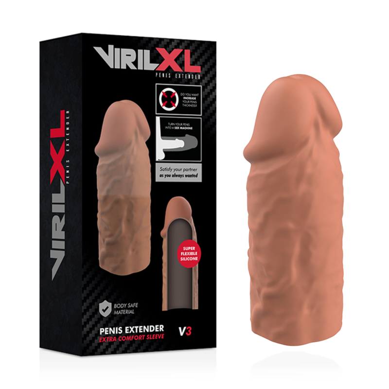 VIRILXL - EXTENSÃO DE PÊNIS LIQUID SILICONE V3 CASTANHO