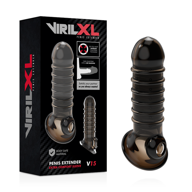 VIRILXL - EXTENSÃO E CAPA DE PÊNIS V15 PRETO
