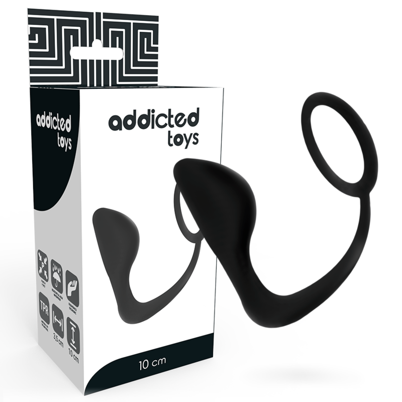 ADDICTED TOYS - PLUG ANAL COM ANEL PARA PÊNIS PRETO
