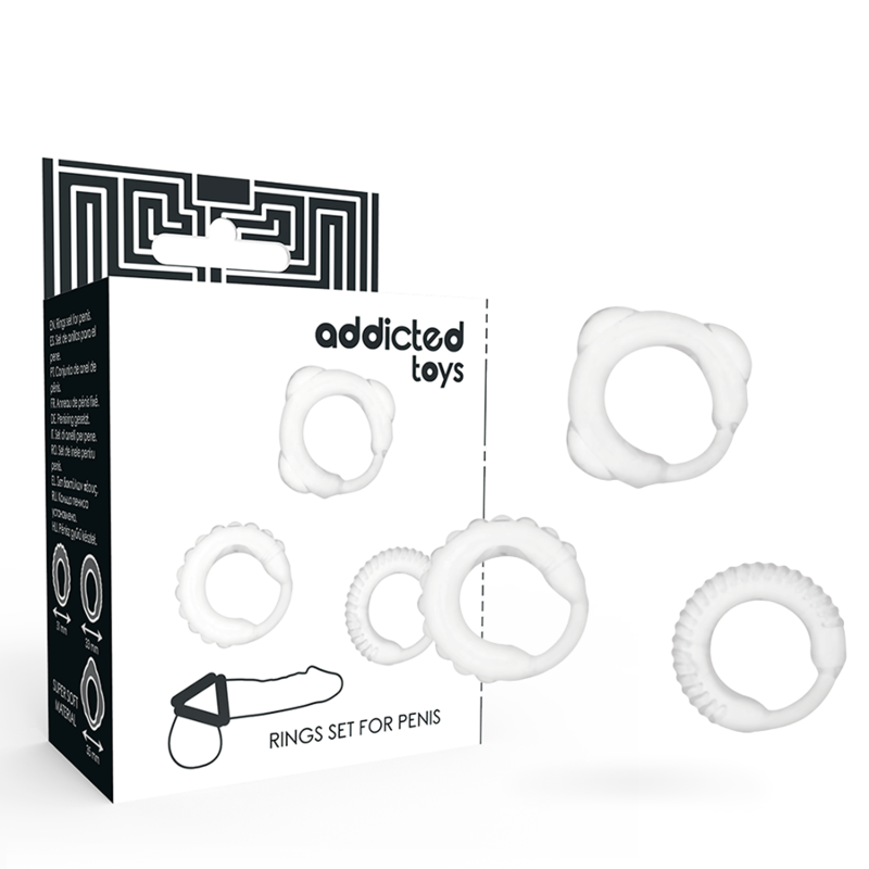 ADDICTED TOYS - CONJUNTO 3 ANÉIS PARA PÊNIS TRANSPARENTE