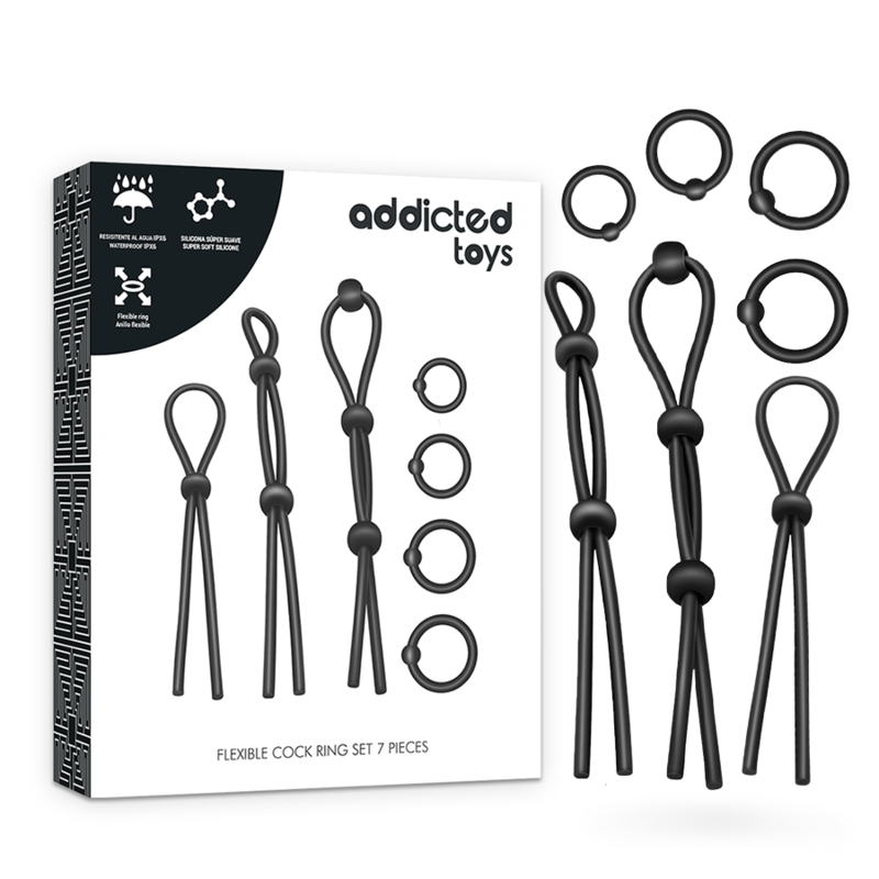 ADDICTED TOYS - KIT COM 7 ANÉIS DE SILICONE FLEXÍVEL