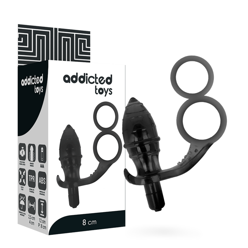 ADDICTED TOYS - PLUG ANAL COM ANÉIS DUPLOS PRETO