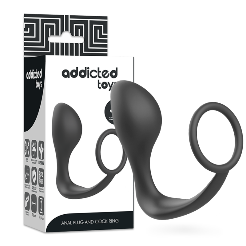 ADDICTED TOYS - PLUG ANAL COM ANEL EM SILICONE PRETO