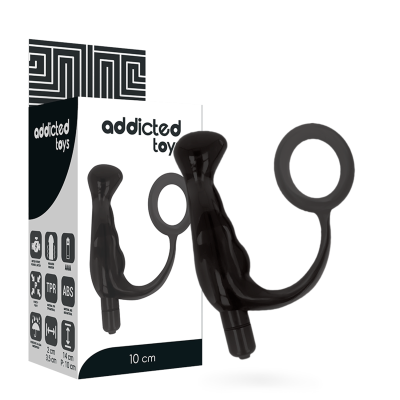 ADDICTED TOYS - VIBRADOR PROSTÁTICO PRETO 10 CM