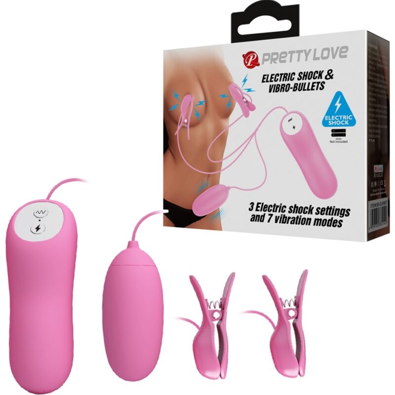 PRETTY LOVE - PINÇAS COM VIBRAÇÃO E ELETROCHOQUE ROSA