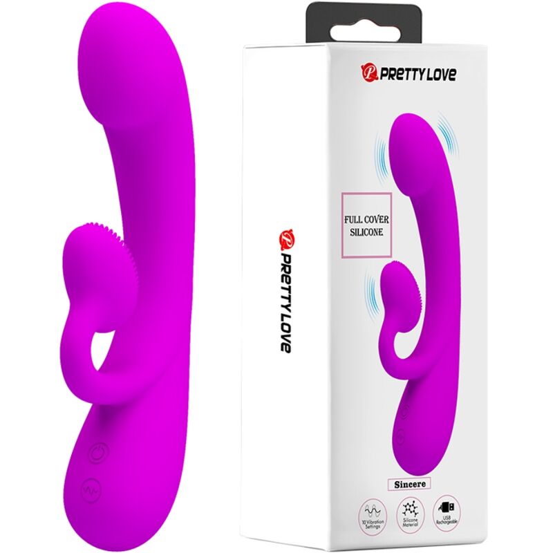PRETTY LOVE - SINCERE VIBRADOR E ONDAS ESTIMULADORAS DE CLÍTORIS EM SILICONE ROXO