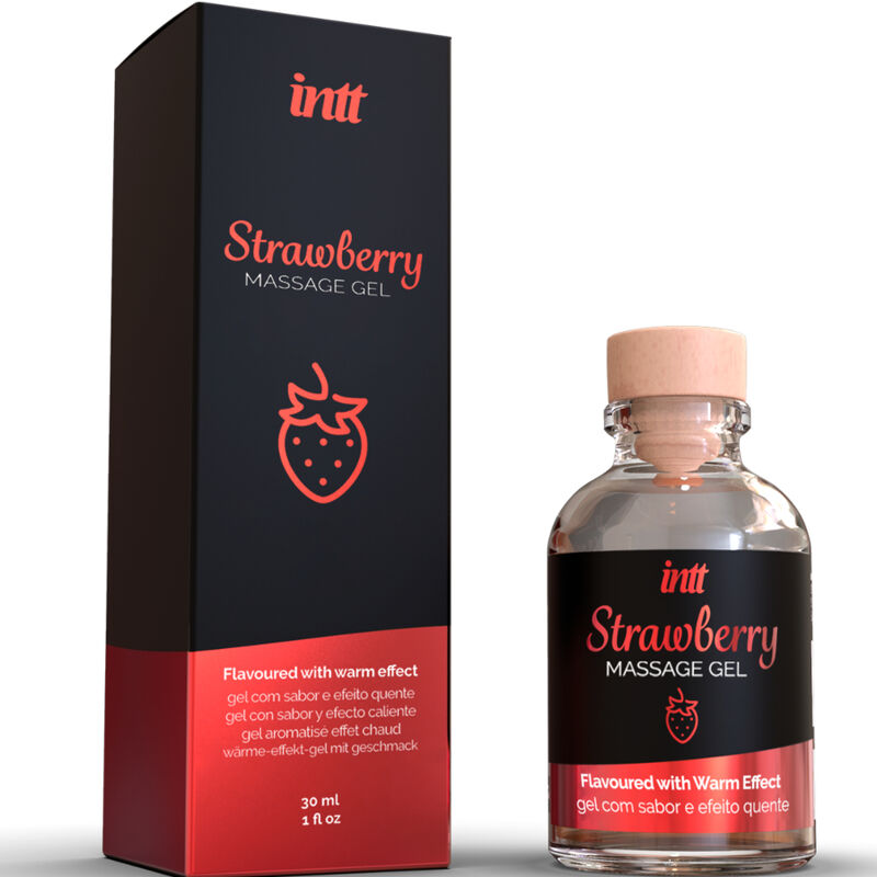 INTT MASSAGE & ORAL SEX - GEL DE MASSAGEM SABOR A MORANGO EFEITO CALOR