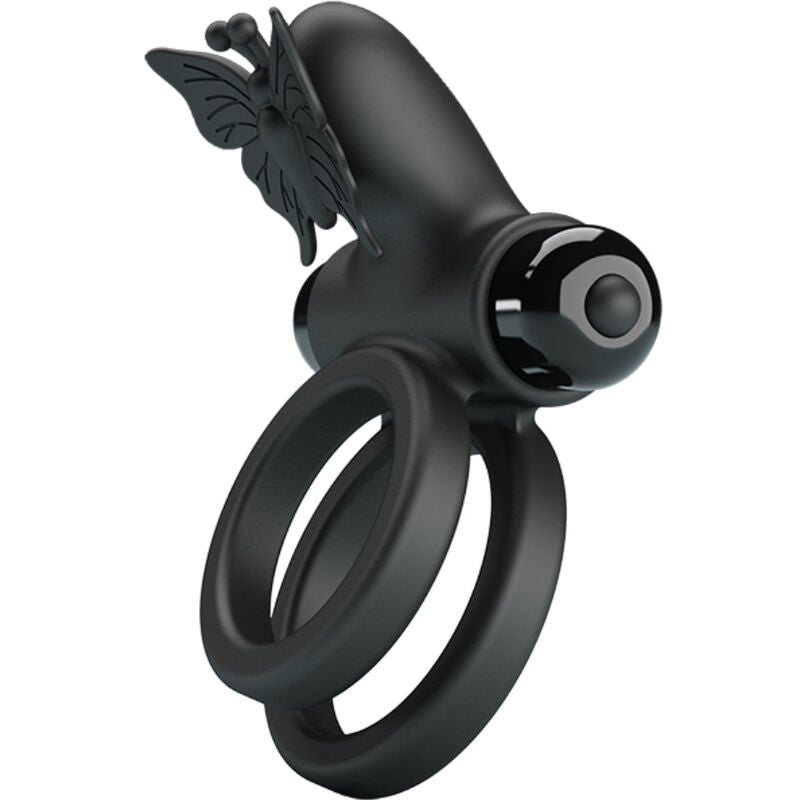 PRETTY LOVE - ANEL DUPLO VIBRADOR COM ESTIMULADOR PRETO