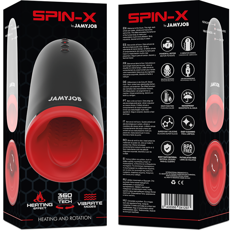 JAMYJOB - SPIN-X MASTURBADOR COM ROTAÇÃO E FUNÇÃO AQUECIMENTO