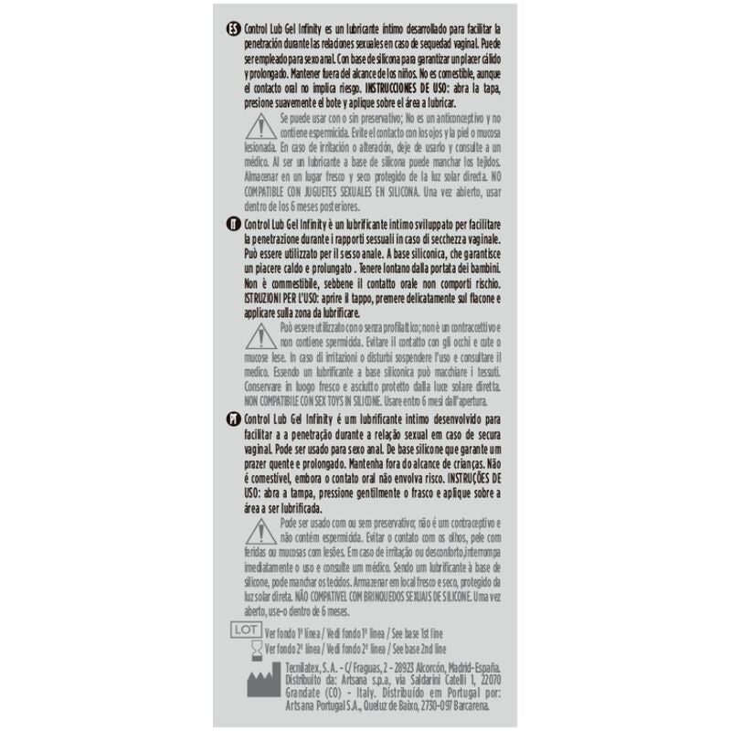 CONTROL - INFINITY LUBRIFICANTE À BASE DE SILICONE 75 ML