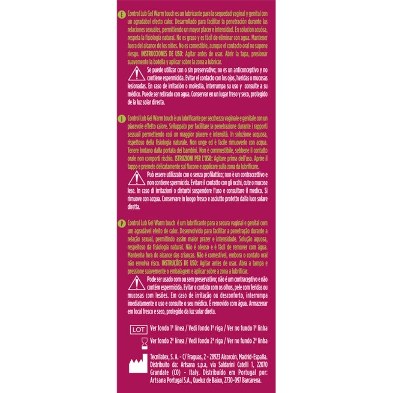 CONTROL - LUB GEL LUBRIFICANTE EFEITO CALOR 75 ML