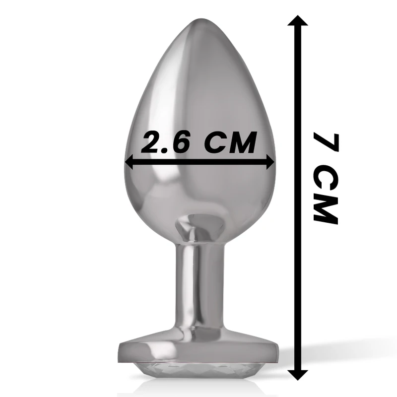 PLUG ANAL METAL ALUMÍNIO CORAÇÃO BRANCO - Sex Shop Sexy