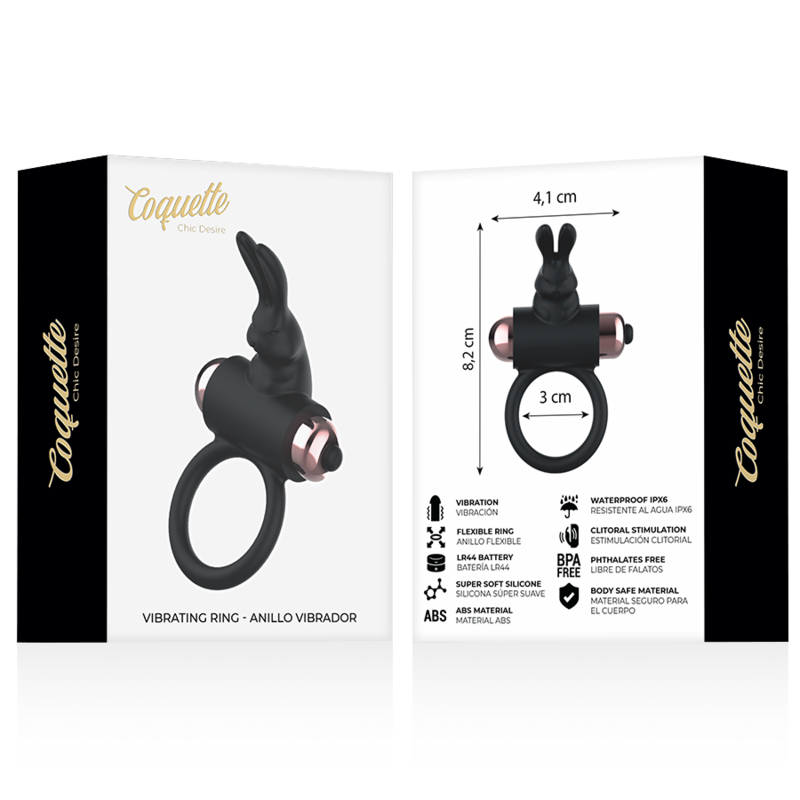 COQUETTE CHIC DESIRE - COCK RING ANEL VIBRADOR PRETO / DOURADO