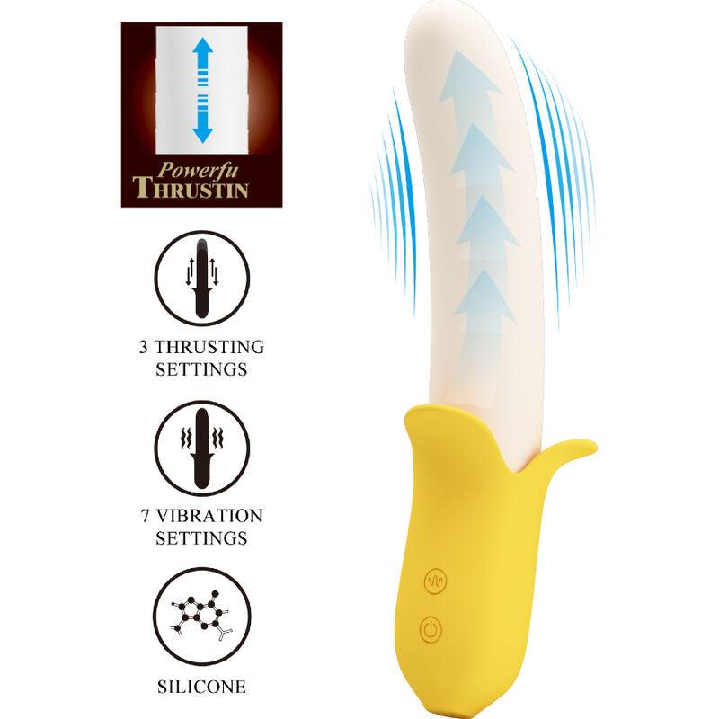 PRETTY LOVE - BANANA GEEK SUPER POTÊNCIA 7 VIBRAÇÕES UP&DOWN SILICONE PRETO