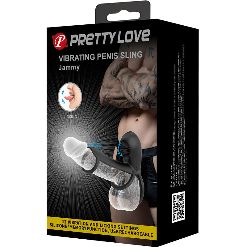 PRETTY LOVE - JAMMY CAPA PENIANA 12 VIBRAÇÕES COM LÍNGUA RECARGÁVEL EM SILICONE