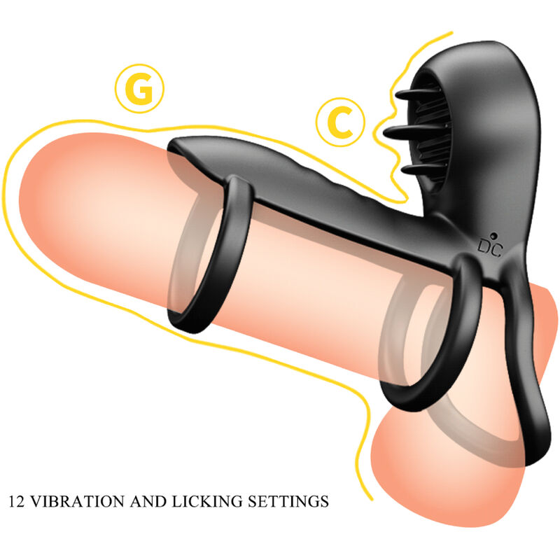 PRETTY LOVE - JAMMY CAPA PENIANA 12 VIBRAÇÕES COM LÍNGUA RECARGÁVEL EM SILICONE