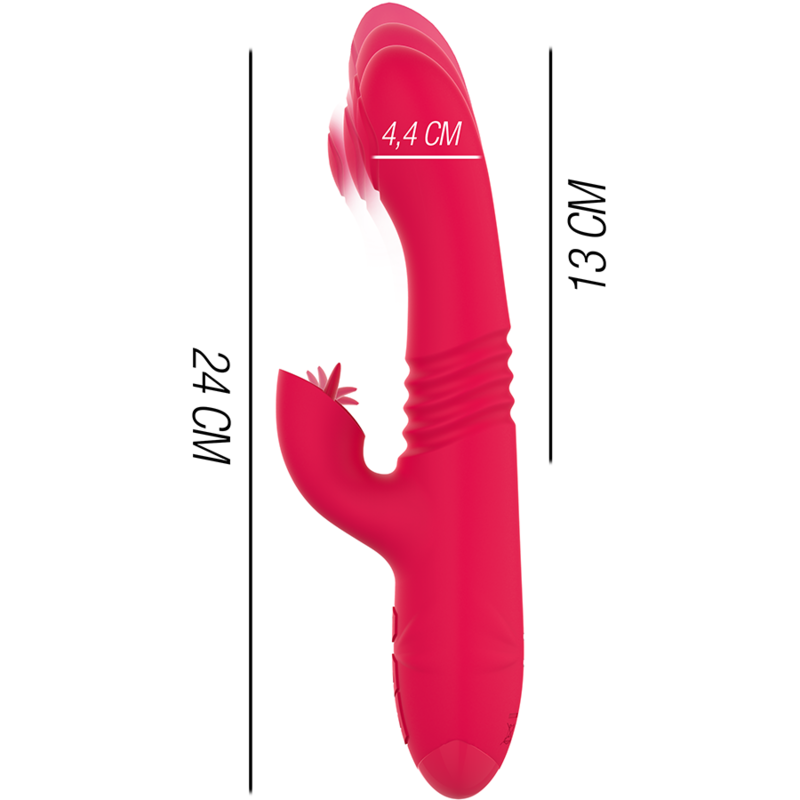 INTENSE - DUA VIBRADOR MULTIFUNÇÕES RECARREGÁVEL UP & DOWN COM LÍNGUA VERMELHO