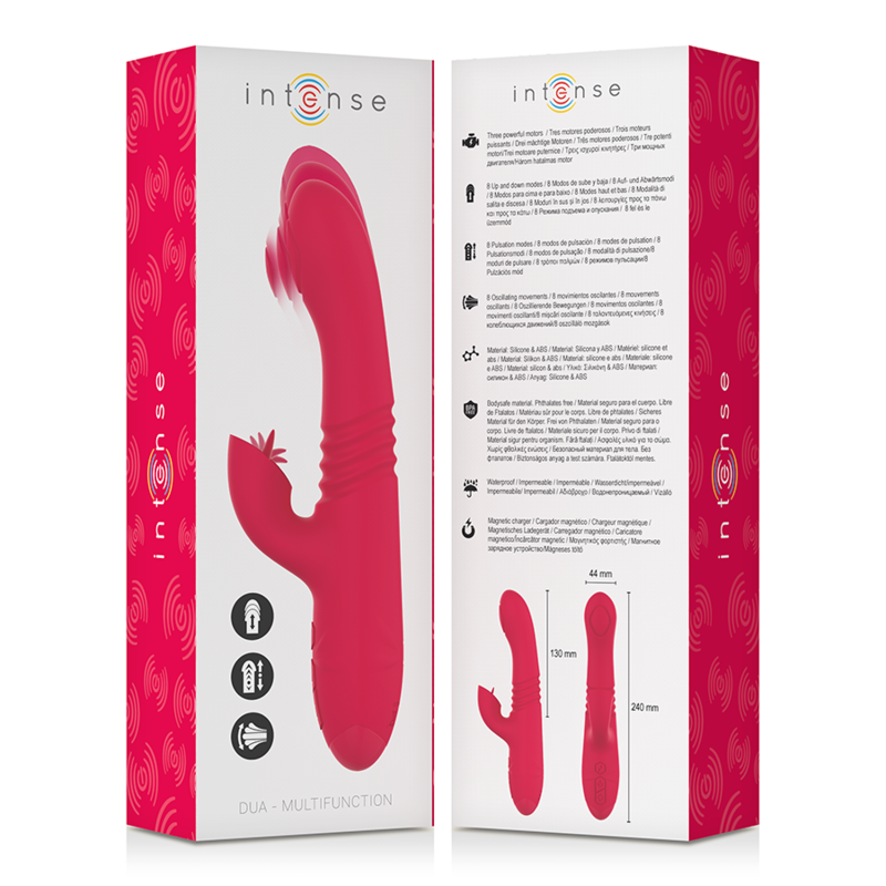 INTENSE - DUA VIBRADOR MULTIFUNÇÕES RECARREGÁVEL UP & DOWN COM LÍNGUA VERMELHO