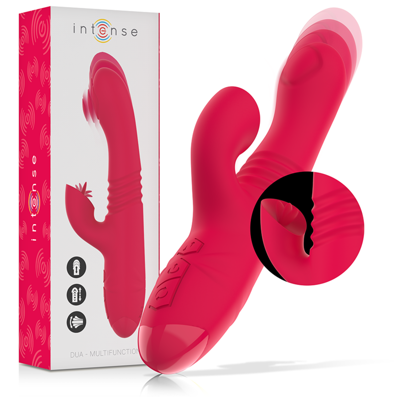 INTENSE - DUA VIBRADOR MULTIFUNÇÕES RECARREGÁVEL UP & DOWN COM LÍNGUA VERMELHO