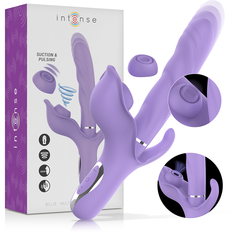 INTENSE - BILLIE VIBRADOR MULTIFUNÇÕES RECARREGÁVEL COM ONDAS ESTIMULADORAS E PULSADOR ROXO