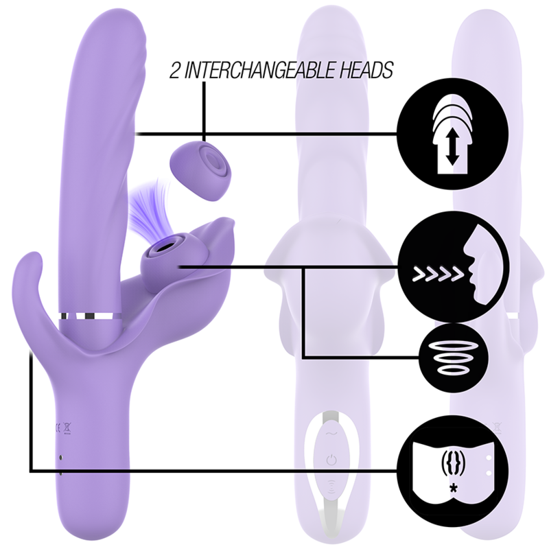 INTENSE - BILLIE VIBRADOR MULTIFUNÇÕES RECARREGÁVEL COM ONDAS ESTIMULADORAS E PULSADOR ROXO