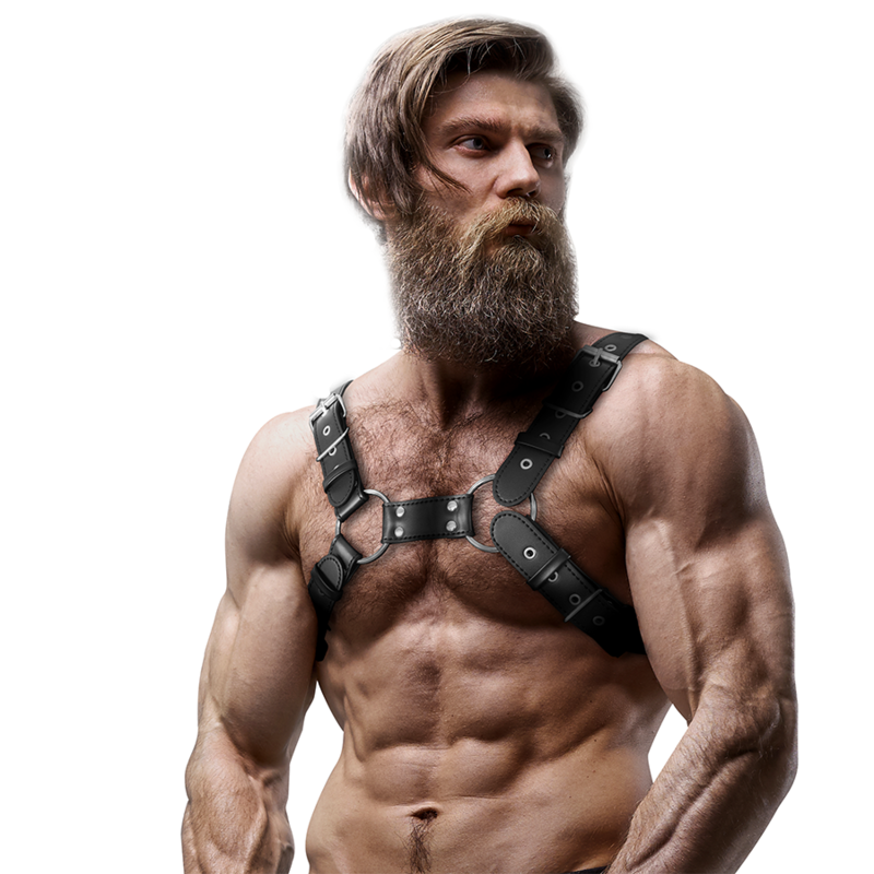 FETISH SUBMISSIVE ATTITUDE – ARNÊS BULLDOG DE PEITO EM ECOPIEL AJUSTÁVEL HOMEM