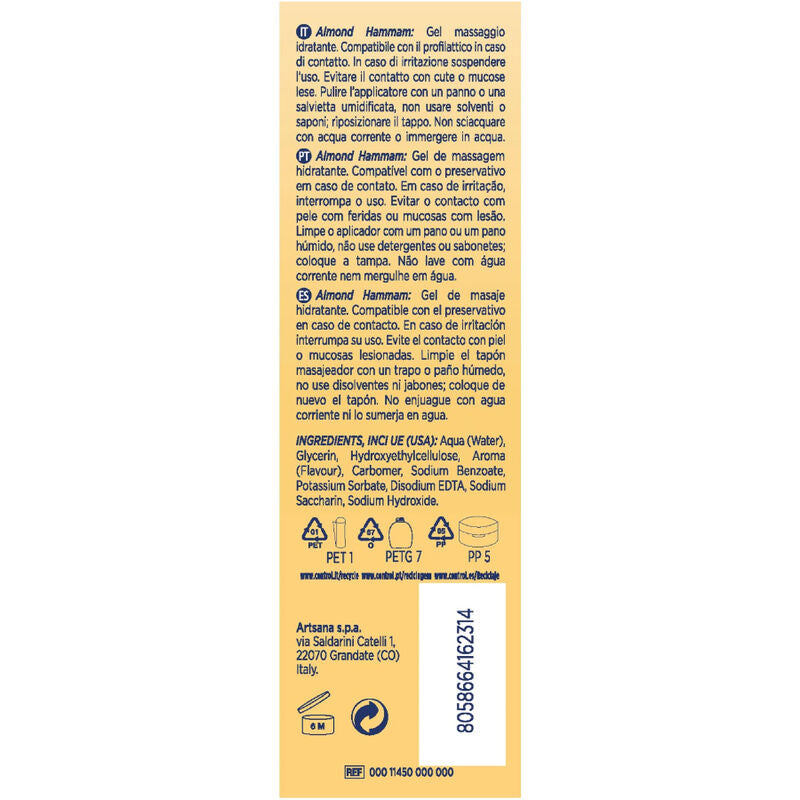CONTROL - MASSAGE GEL 3 EM 1 LEITE DE AMÊNDOA 200 ML
