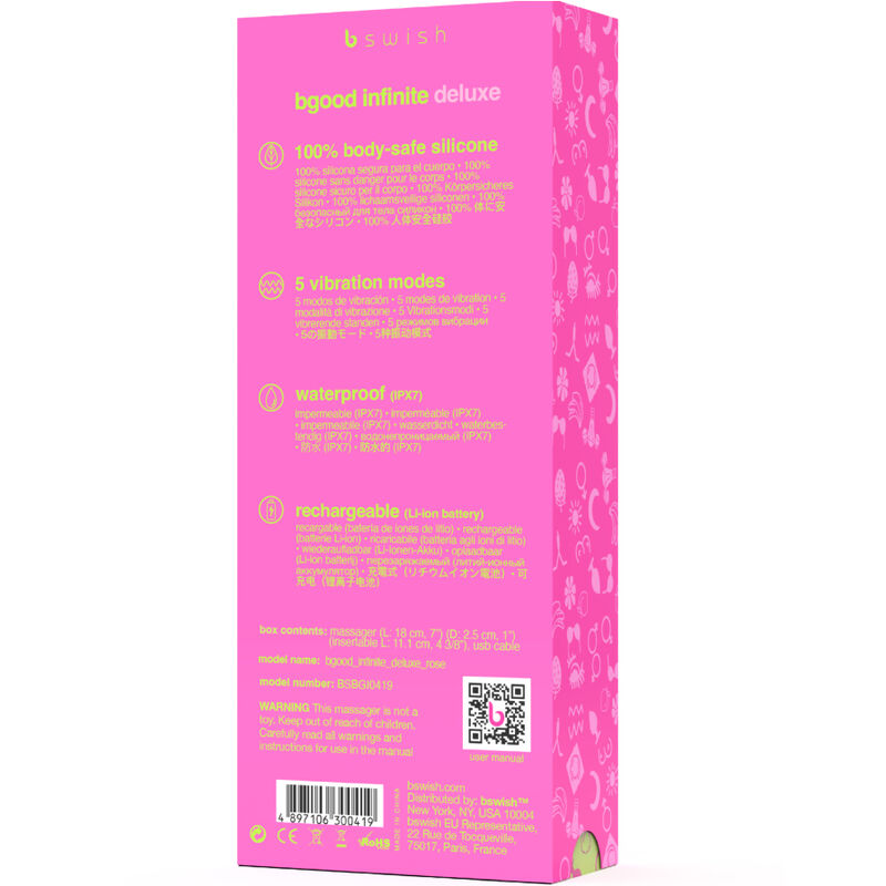 B SWISH - BGOOD INFINITE DELUXE VIBRADOR RECARREGÁVEL EM SILICONE ROSA