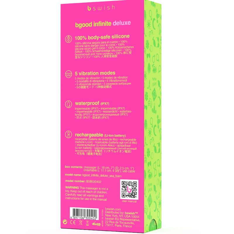 B SWISH - BGOOD INFINITE DELUXE VIBRADOR RECARREGÁVEL EM SILICONE AZUL
