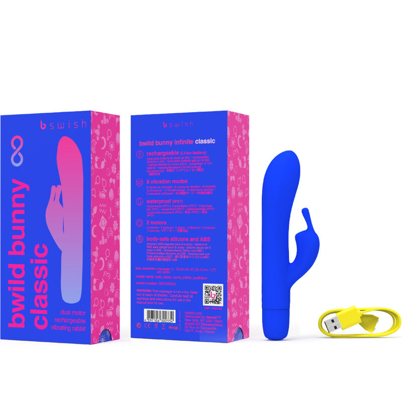 B SWISH - BWILD BUNNY INFINITE CLASSIC VIBRADOR RECARREGÁVEL EM SILICONE AZUL