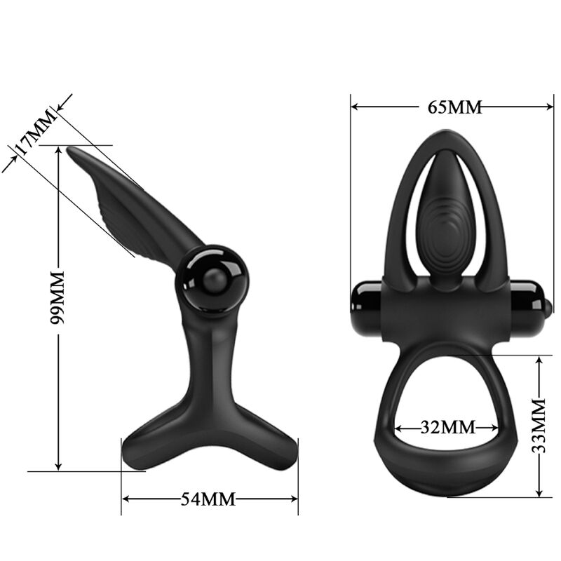 PRETTY LOVE - ANEL VIBRADOR 10 VIBRAÇÕES EM SILICONE PRETO