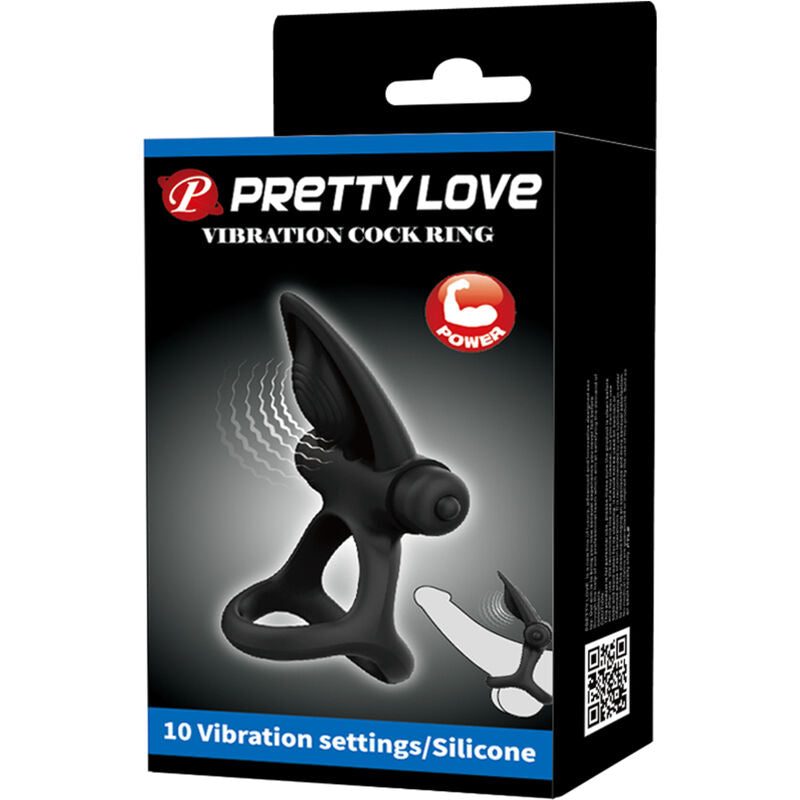 PRETTY LOVE - ANEL VIBRADOR 10 VIBRAÇÕES EM SILICONE PRETO