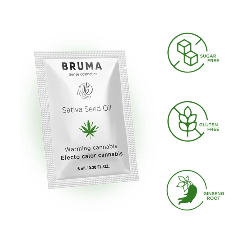 6 ML GEL DESLIZANTE COM ÓLEO DE SEMENTES DE CANNABIS EFEITO CALOR SABOR CANNABIS. - Sex Shop Sexy