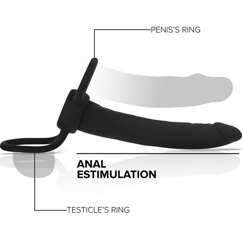 MYTHOLOGY - COBI ONYX ACCOMODATOR ARNÊS PARA DUPLA PENETRAÇÃO EM SILICONE
