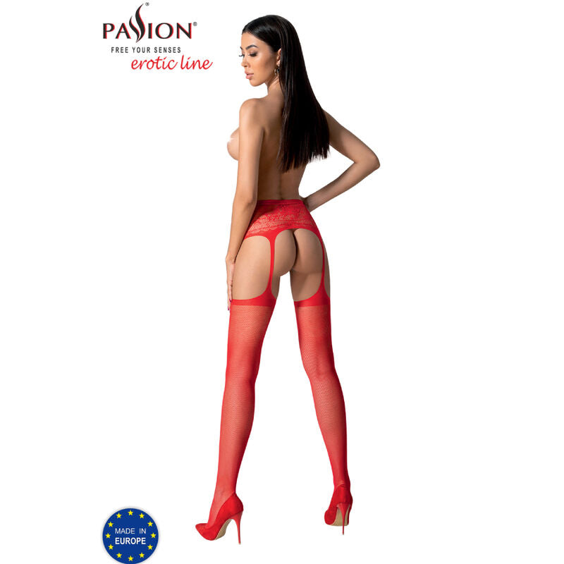 PASSION - S028 BLACK STOCKINGS WITH GARTERS ONE SIZE