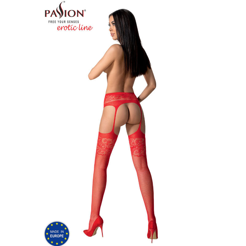 PASSION - S029 BLACK STOCKINGS WITH GARTERS ONE SIZE