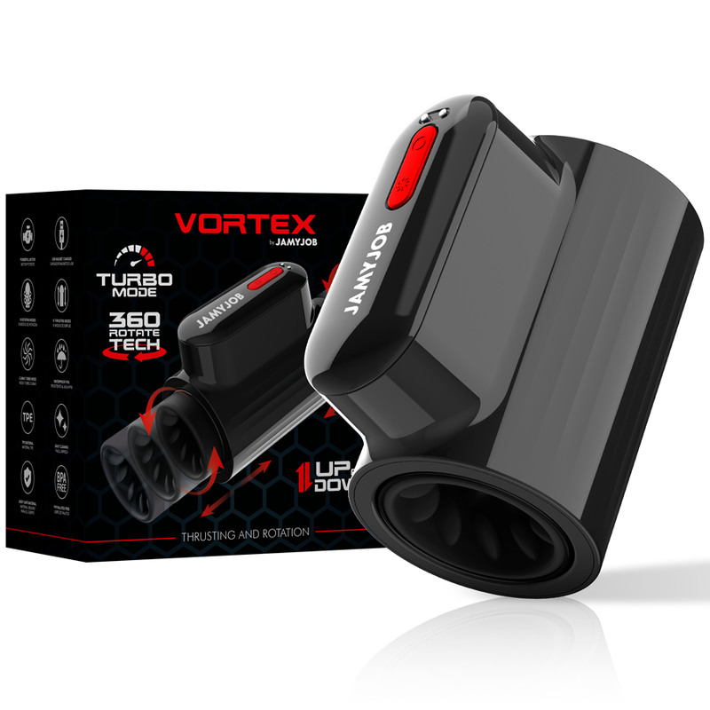 JAMYJOB - VORTEX MASTURBADOR TURBO COM MOVIMENTO DE EMPURRÃO E ROTAÇÃO 360°