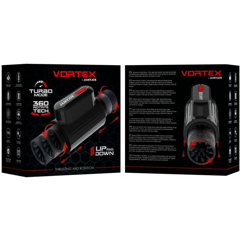 JAMYJOB - VORTEX MASTURBADOR TURBO COM MOVIMENTO DE EMPURRÃO E ROTAÇÃO 360°