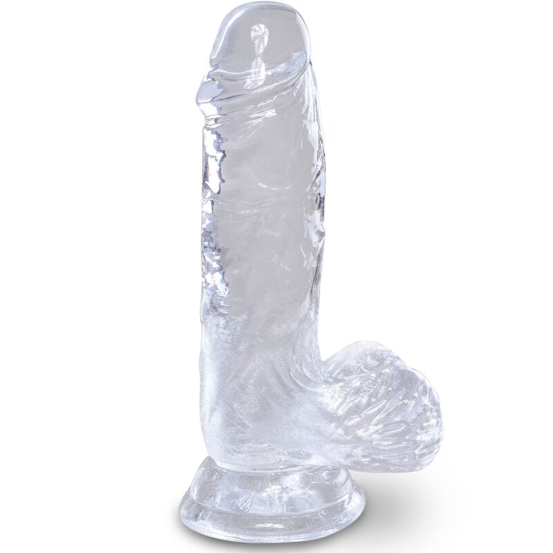 KING COCK - CLEAR DILDO REALISTA COM TESTÍCULOS 10.1 CM TRANSPARENTE