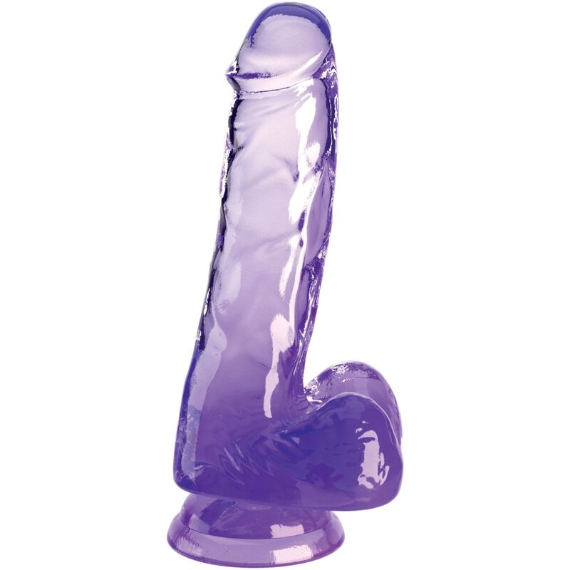 KING COCK - CLEAR DILDO REALISTA COM TESTÍCULOS 13.5 CM ROXO