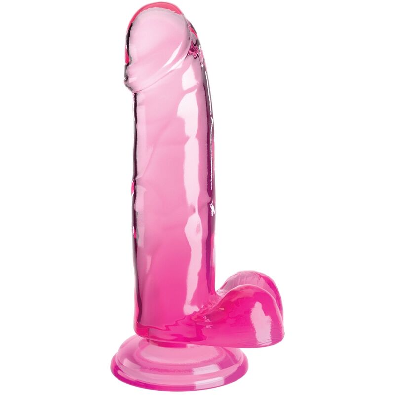 KING COCK - CLEAR DILDO REALISTA COM TESTÍCULOS 15.2 CM ROSA