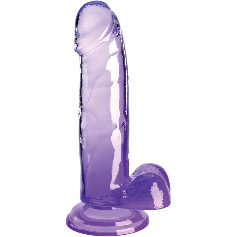 KING COCK - CLEAR DILDO REALISTA COM TESTÍCULOS 15.2 CM ROXO
