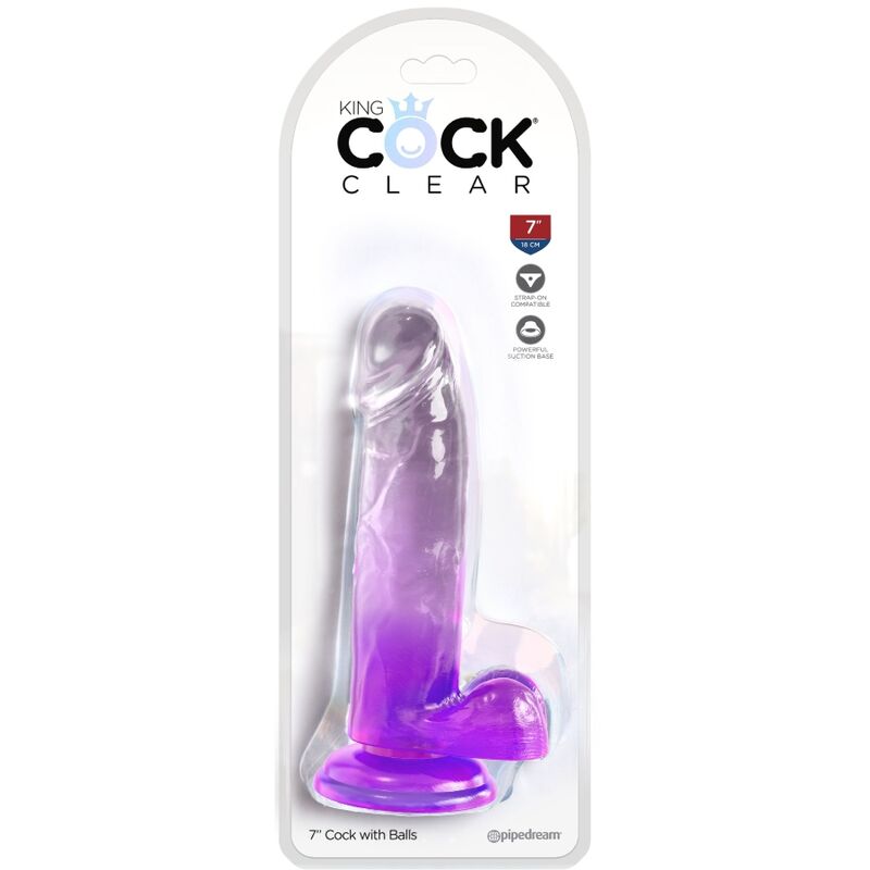 KING COCK - CLEAR DILDO REALISTA COM TESTÍCULOS 15.2 CM ROXO