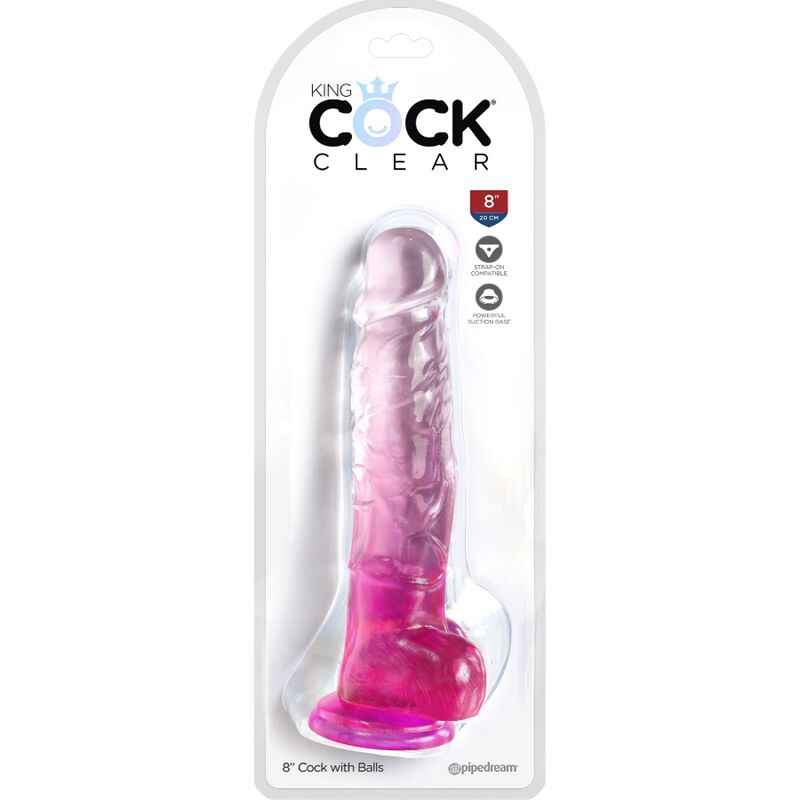 KING COCK - CLEAR PÊNIS REALÍSTICO COM BOLAS 16.5 CM ROSA